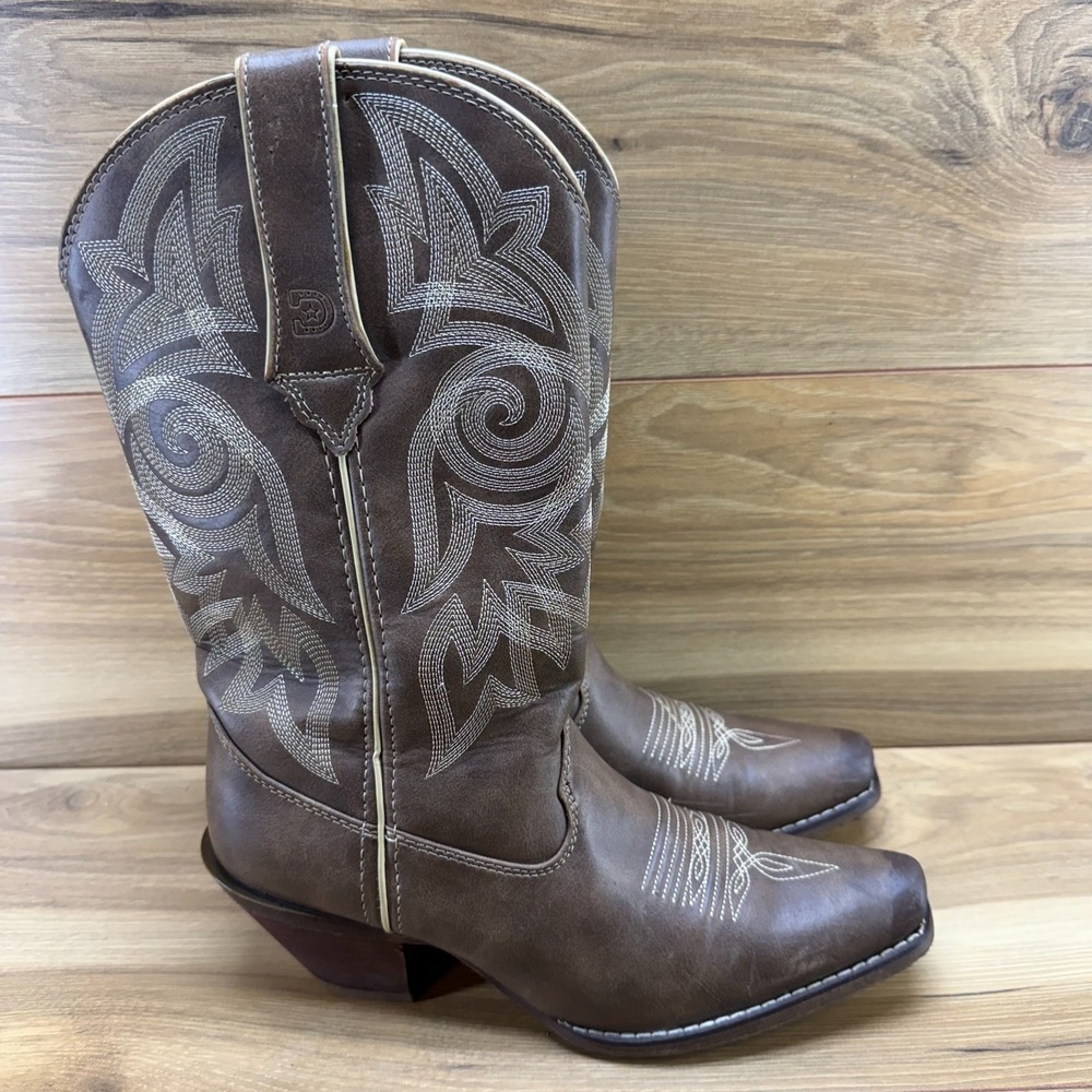 Durango 12" Western Boots Womens 8 M Brown Khaki Snip Toe Rodeo Coastal Cowgirl